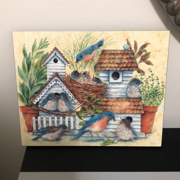 Wall Picture Blue Birds Birdhouse Cottage - Picture 5 of 5